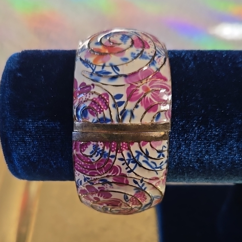 Floral Pink and Blue Women's Bracelet